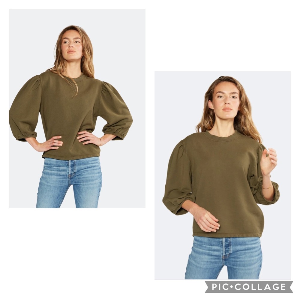 Ética “Marie” Puff Sleeve Sweatshirt - Sea Turtle Green